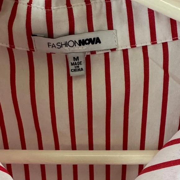 Red and White Striped Button-Up Shirt - Picture 2 of 6